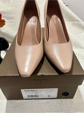Paolo Blush Pink Pointed Toe Leather Pumps